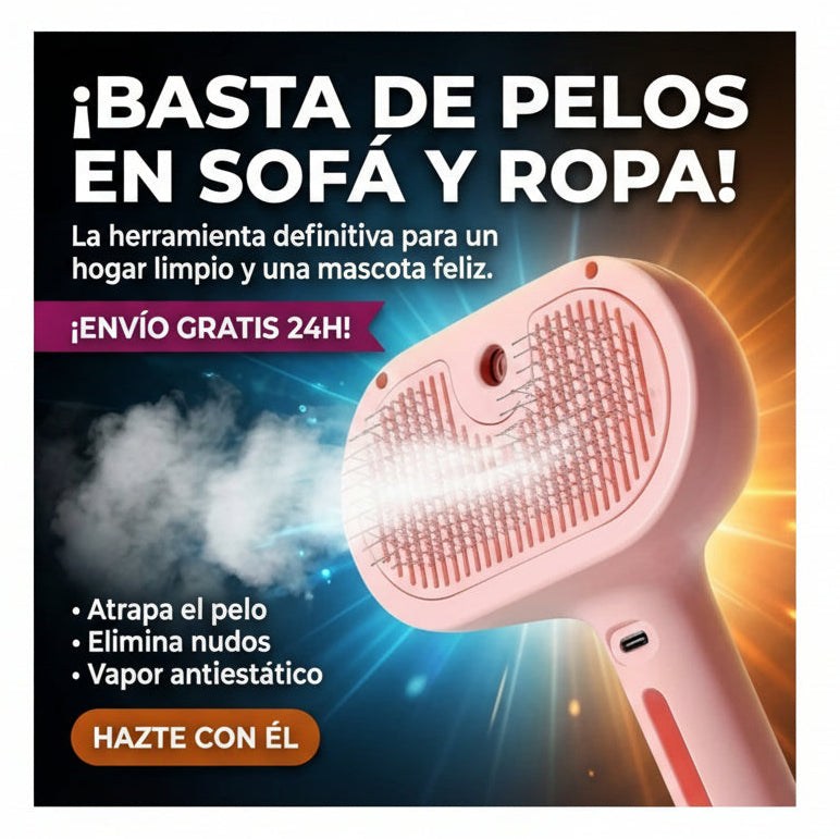 Cepillo de vapor para mascotas rosa