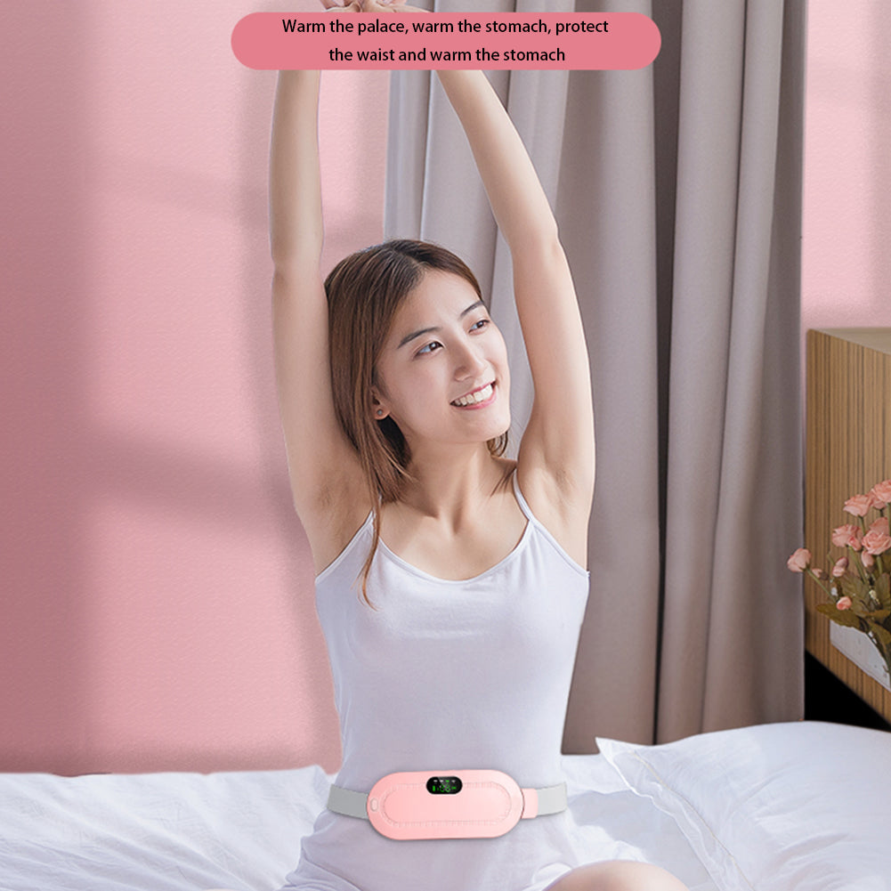 Almohadilla térmica menstrual cinturón inteligente cálido alivio del dolor de cintura calambres masajeador abdominal vibratorio dispositivo eléctrico de cinturón para la cintura