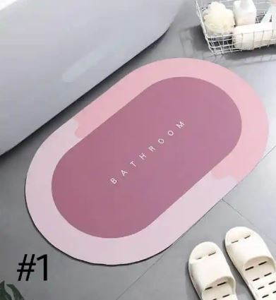 Alfombra de ducha súper absorbente ovalada azul